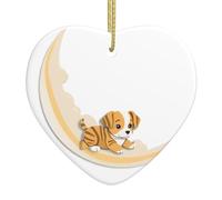 Christmas Tree Ceramic Love Pendant 2.72x3 in WHJSHOP Tiger Puppy on The Moon Prints Easily Hung in Shopping malls and Stores