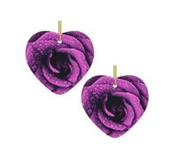 Christmas Tree Ceramic Love Pendant Bloom Rose Flower Print Hanging Pendant Ornaments, Xmas Holidays Decoration