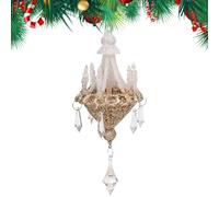Christmas Tree Chandelier Ornament - Platinum/Gold Drop Beads Pendants, Chandelier Shape Ornaments, Lamp Teardrop Hanging Decorations For Christmas | Crystal Pendant For Tree Decoration, Art Projects