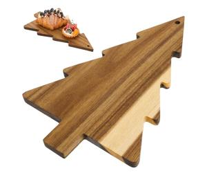 Christmas Tree Charcuterie Board, Wooden Christmas Cutting Board Xmas Cutting Fruit Tray Holiday Cheese Wooden Appetizer Tray Sushi Serving Dessert Candy Dish 38.00X24.00X1.50CM