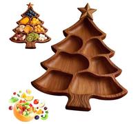 Christmas Tree Charcuterie Board, Wooden Christmas Tree Shaped Serving Trays, ChristmasPlatter Divided Serving Dishes for Party Snack Dessert Kitchen Living Room Restaurant Holiday (10.6")