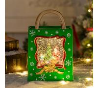 Christmas Tree Christmas Decoration Crystal Music Handbag Snow Music Lamp Snow Scene Luminous Crystal Decoration Ornaments (A, 23X15X7. 3cm)