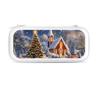 Christmas Tree Church Night Carrying Case Compatible with Switch Hard Travel Storage Bag with 15 Game Card Slots