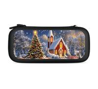 Christmas Tree Church Night Carrying Case Compatible with Switch Hard Travel Storage Bag with 15 Game Card Slots