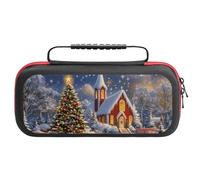 Christmas Tree Church Night Carrying Case Compatible with Switch Hard Travel Storage Bag with 20 Game Card Slots