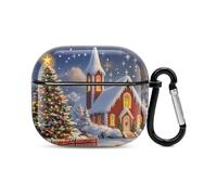 Christmas Tree Church Night Compatible with Airpods 3 Case PC Scratch-Resistant Drop-Proof Protective Cover with Keychain