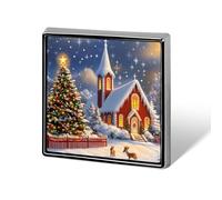 Christmas Tree Church Night Novelty Brooches & Pins Square Personalised Metal Lapel Badge with Butterfly Clutch Clasp