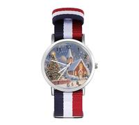 Christmas Tree Church Night Unisex Wrist Watches Nylon Strap Analog Quartz Watch for Daily Wear