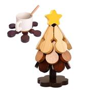 Christmas Tree Coasters, 3-Piece Foldable Wooden Coaster