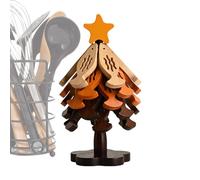 Christmas Tree Coasters - 5 Pieces Folding Coasters for Drinks - Wooden Trivet Tree with Fish Pattern Holder for Pots Bowls Teapots Tableware Table Holiday Christmas