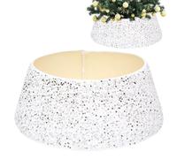 Christmas Tree Collar 28 Inch Glitter Tree Collar Shiny Sequins Xmas Tree Skirt Ring Basket Cover Holiday Home Party Christmas Tree Decor Ornaments Silver Xmas Decor