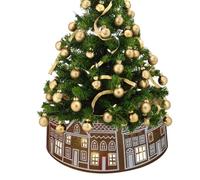 Christmas Tree Collar - Gingerbread House LED Christmas Tree Skirt With Light String Battery Powered Reusable | Led Gingerbread House Base Ring For New Year Holiday Home Festive Party Decoration