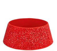 Christmas Tree Collar with Velvet Plush Material and Sequin Decor, Collapsible Tree Skirt Alternative for Various Tree Types, Space Saving and Wrinkle Resistant (Red)