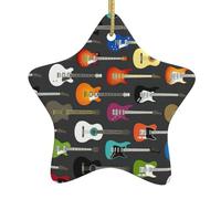 Christmas tree Color Acoustic and Guitars Print star shaped ceramic Ornaments,Holiday Creative Home Decoration