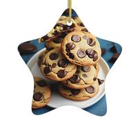 Christmas tree Cookies Food Chocolate Chips Biscuits Print star shaped ceramic Ornaments,Holiday Creative Home Decoration