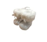 Christmas Tree Cosy Snow Boots 3 x Pairs of White Cream Faux Fur edging Decorations Baubles