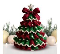 Christmas Tree Crochet - Desktop Decorative Yarn Christmas Tree | Table Decoration, Decorative Holiday Props, Crochet Trees for Mantle, Windowsill, Bookshelves, Living Room, Bedroom, Parties