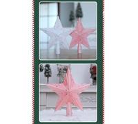 Christmas Tree Crown Ornament - 5-Point Star Decor in Pink & White Plastic, Festive Holiday for Tree, or Shop Display, 20.5 x 4 x 19.5(Powder)