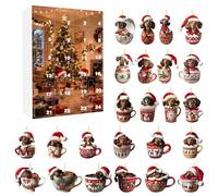 Christmas Tree Cup Dog Pendant Advent Calendar 2025 24 Day Christmas Countdown Calendar For Dog Lovers 2D Acrylic Dog Hanging Pendant Tree Decoration (G, One Size)