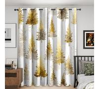 Christmas Tree Curtains Blackout, 46x72 Inch 2 Panels - Woodland Pine Trees Pattern Black Out Curtains, Home Decor, 72 Drop Eyelet Window Drapes for Bedroom, Living Room A&BD111