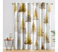 Christmas Tree Curtains Blackout, 46x72 Inch 2 Panels - Woodland Pine Trees Pattern Black Out Curtains, Home Decor, 72 Drop Eyelet Window Drapes for Bedroom, Living Room A&BC111