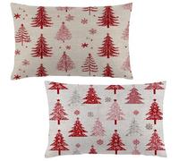 Christmas Tree Cushion Covers 50x75 cm Landscape Cushions 50 x 75 Pillow Cases Set of 2 Decorative Pillows Invisible Zipper,Velvet Breathable,Durable Fade-Resistant,Decor Living Room Sofa LE-688