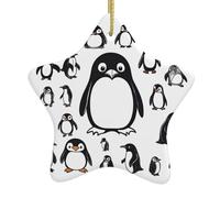 Christmas tree Cute Penguin Print star shaped ceramic Ornaments,Holiday Creative Home Decoration