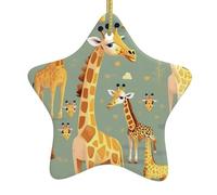 Christmas tree Cute Wild Cartoon Giraffes Print star shaped ceramic Ornaments,Holiday Creative Home Decoration