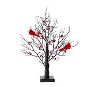 Christmas Tree Decor, 21inch Glowing LED Christmas Tree With Red Birds Tabletop Centerpiece For Holiday Decor Warm Glow Bird Trees Light