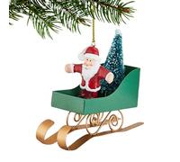 Christmas Tree Decor | Sleigh Ornament Holding Christmas Tree | Iron Festive Pendant for Holiday Winter Home Yard Tabletop Fireplace Mantel Wall Indoor