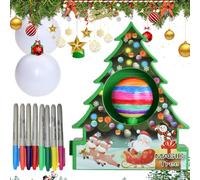 Christmas Tree Decorating Kit, Christmas Tree Ornament Decorating, Christmas Craft With 8 Colorful Quick Drying Markers And Rotating Ball For Christmas Decorations