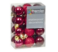 Christmas Tree Decoration 24 30mm Shatterproof Baubles - Cranberry Red