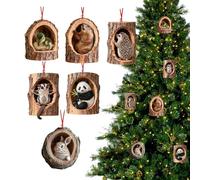 Christmas Tree Decoration | 2D Acrylic Ornaments with Animal Motifs for Winter | Christmas Tree Animal Pendant | for Path Windowsill Bedroom Door Openings Wall Garden Yard