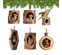 Christmas Tree Decoration - 2D Acrylic with Animal Motifs 6 Pieces - Decoration Pendant for Christmas Animals - For Doors, Wall, Garden Windowsill, Balconies, Yard, Path and