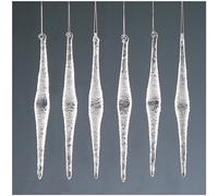 Christmas Tree Decoration 6 Pack Frosted Glass Diamond Icicles