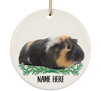 Christmas Tree Decoration 7.3 cm, Funny Guinea Pigs Black Personalized Name Christmas Tree Decorations Personalised Christmas Baubles Unique Ceramic Xmas Ornament For Party Holiday Family