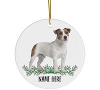 Christmas Tree Decoration 7.3 cm, Funny Personalized Name Parson Jack Russell Terrier White Fawn Christmas Tree Decorations Personalised Ceramic Hanging Unique Ceramic Xmas Ornament For Party
