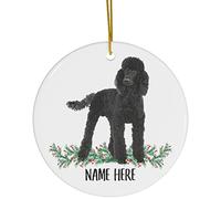 Christmas Tree Decoration 7.3 cm, Funny Personalized Name Standard Poodle Black Christmas Tree Decorations Novelty Ceramic Hanging Personalised Ceramic Xmas Ornament For Holiday Party Family