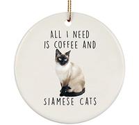 Christmas Tree Decoration 7.3 cm, Siamese Cat Point Funny Ceramic Xmas Ornament Keepsake Christmas Baubles Cute Ceramic Hanging For Christmas Home Decor Holiday