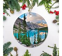 Christmas Tree Decoration 7.3cm, Banff National Park Trees Alberta Canada Moraine Lake Christmas Tree Decorations Unique Christmas Baubles Double Sided Ceramic Xmas Ornament For Party Gift