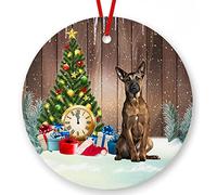 Christmas Tree Decoration 7.3cm, Belgian Malinois Christmas Baubles Personalised Ceramic Xmas Ornament Unique Ceramic Hanging For Holiday Family Home Decor