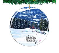 Christmas Tree Decoration 7.3cm, Canada Whistler Blackcomb City Travel Ceramic Hanging Double Sided Ceramic Xmas Ornament Novelty Christmas Baubles For Keepsake Holiday Home Decor