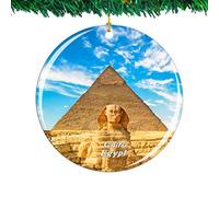 Christmas Tree Decoration 7.3cm, Egypt Great Sphinx Of Giza Cairo City Travel Ceramic Hanging Unique Ceramic Xmas Ornament Double Sided Christmas Baubles For Keepsake Ornament Home Decor
