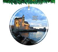 Christmas Tree Decoration 7.3cm, Italy Bari City Travel Christmas Tree Decorations Double Sided Christmas Baubles Novelty Ceramic Xmas Ornament For Holiday Ornament Keepsake