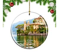 Christmas Tree Decoration 7.3cm, Italy Villa Del Balbianello Como Lake City Travel Ceramic Hanging Novelty Ceramic Xmas Ornament Personalised Christmas Baubles For Keepsake Ornament Home Decor