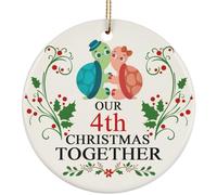 Christmas Tree Decoration 7.3cm, Our 4Th Together 4 Years Wedding Anniversary Happy 4Th Married Turtle Couple In Love Ceramic Hanging Personalised Christmas Baubles Unique Ceramic Xmas Ornament