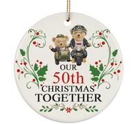 Christmas Tree Decoration 7.3cm, Our 50Th Together 50 Years Wedding Anniversary Happy 50Th Married Bear Couple Christmas Tree Decorations Christmas Baubles Novelty Ceramic Xmas Ornament