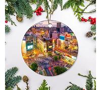 Christmas Tree Decoration 7.3cm, Shibuya Crossing At In Tokyo,Japan Christmas Tree Decorations Unique Christmas Baubles Multi-Colour Ceramic Xmas Ornament For Gift Party Christmas
