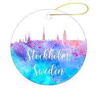 Christmas Tree Decoration 7.3cm, Sweden-Stockholm Christmas Baubles Multi-Colour Christmas Tree Decorations Decoration Ceramic Xmas Ornament Christmas