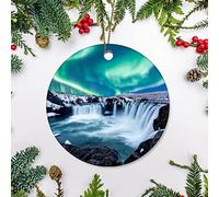 Christmas Tree Decoration 7.3cm, The Northern Light Godafos Is A Waterfall In Iceland Christmas Tree Decorations Decoration Christmas Baubles Multi-Colour Ceramic Xmas Ornament For Gift